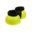 Bright yellow firefoot rubber bell boot with black fur lining yellow and adjustable straps for horse protection