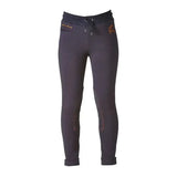 Black firefoot saltaire jodhpurs with drawstring waist subtle gold embroidery and reinforced knee panels for casual wear