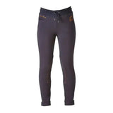Black firefoot saltaire jodhpurs with drawstring waistband and subtle gold embroidery on side pockets for casual wear