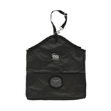 Black firefoot standard haybag with clear circular window and adjustable strap for easy hay feeding