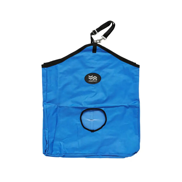 Blue firefoot standard haybag royal blue haybag with black trim and circular opening for horse feed storage