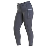 Dark gray firefoot thirsk fleece lined breeches with high waist and side pocket for kids in charcoal blue