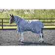 Gray firefoot turnout rug fixed neck 200gm grey with teal trim and reflective stitching for durable waterproof use