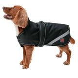 Black firefoot waterproof 2-in-1 dog coat with reflective stripes and removeable warm lining for all weather use