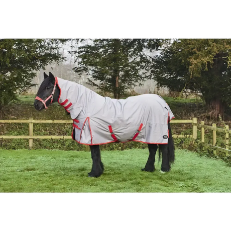 Fireoot Turnout Rug Zero Fill Fixed Neck Grey/Red 6' 9" Grey/Red Turnout Rugs