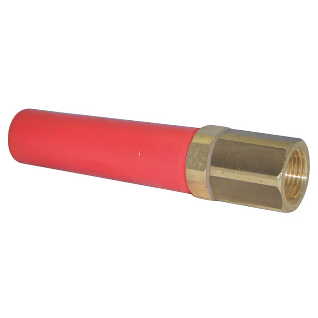 Red insulated welding torch tip with brass threaded connector for fisher alvin p121 valve assembly