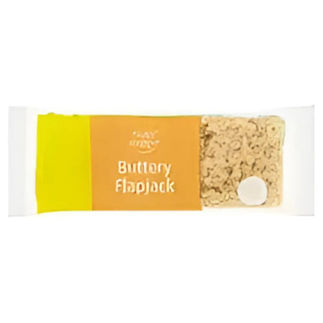 A buttery flapjacks oat-based snack bar in yellow and orange wrap perfect for equestrian tuck shop treats