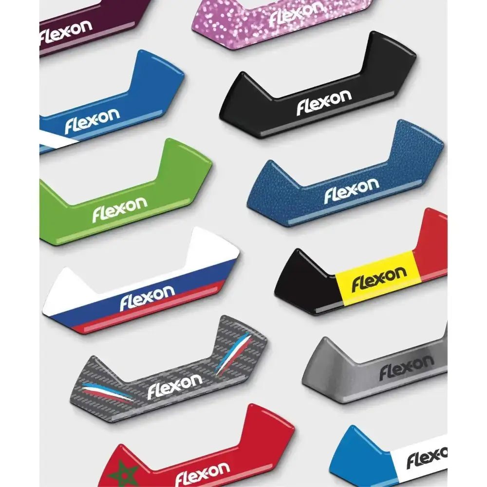 Colorful glossy flex-on magnetic stickers for safe-on stirrups in solid and patterned car door handle covers