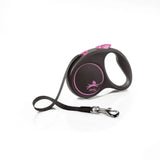 Flexi black design tape pink retractable dog leash with modern ergonomic design and perfected tape guidance in black and pink