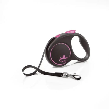Flexi black design tape pink retractable dog leash with modern ergonomic design and perfected tape guidance in black and pink
