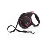 Flexi black design retractable dog leash in black and pink with modern ergonomic design and perfected tape guidance metal clasp