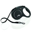 Black flexi classic tape medium retractable dog lead with ergonomic handle and silver logo detailing 5 m length