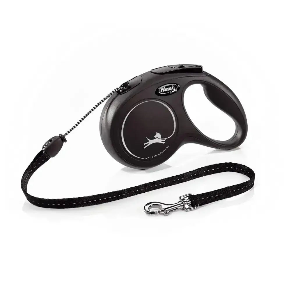 Black flexi new classic cord leash with modern ergonomic design and perfected tape guidance in classic cord black