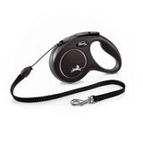 Black flexi new classic cord leash with modern ergonomic design and perfected tape guidance in classic cord black