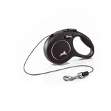 Black retractable dog leash flexi new classic cord black with modern ergonomic design and perfected tape guidance silver clasp