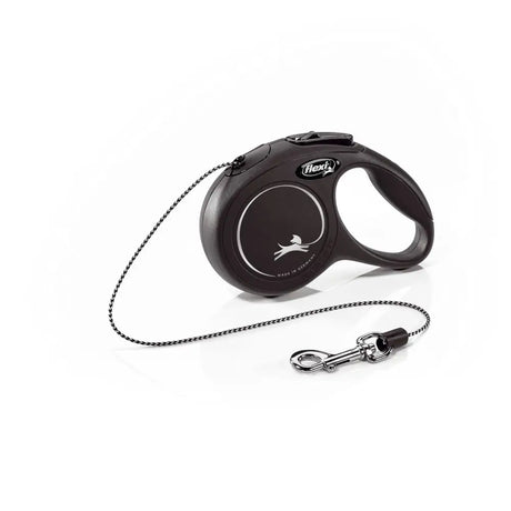 Black retractable dog leash flexi new classic cord black with modern ergonomic design and perfected tape guidance silver clasp