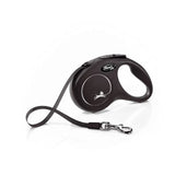 Black retractable dog leash flexi new classic tape black with modern ergonomic design and silver metal clasp perfect for walking