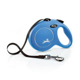 Flexi new classic tape blue retractable dog leash with modern ergonomic design black strap and silver metal clasp