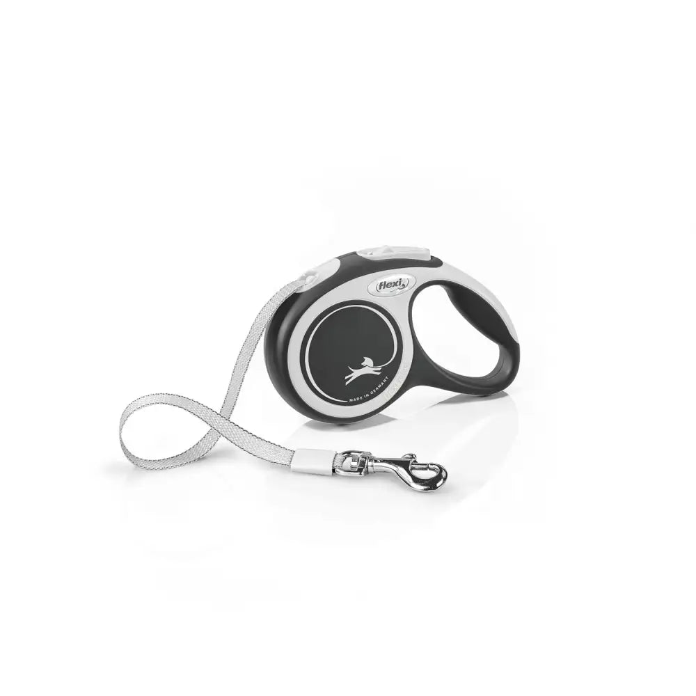 Black and silver flexi new comfort tape black leash with ergonomic handle and extra robust tape for perfected tape guidance