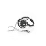 Black and silver flexi new comfort tape black leash with ergonomic handle and extra robust tape for perfected tape guidance