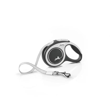 Black and silver flexi new comfort tape black leash with ergonomic handle and extra robust tape for perfected tape guidance