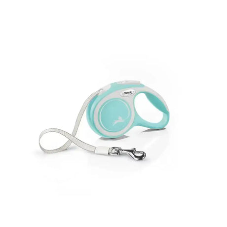 Flexi new comfort tape light blue retractable dog leash mint green and white with extra robust tape and silver clasp