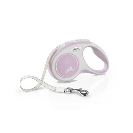 Pink and white flexi new comfort tape rose retractable dog leash with extra robust tape and perfected tape guidance