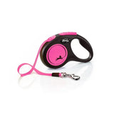 Pink and black retractable lead from flexi with perfected tape guidance and enhanced visibility for safe walks