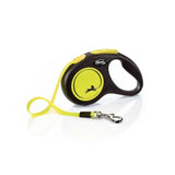 Flexi new neon tape yellow retractable lead with perfected tape guidance and enhanced visibility in yellow and black