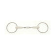 White rubber-nosed flexi peanut joint loose ring snaffle bit with silver metal rings and central joint