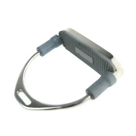 Gray rubberized grip flexi stirrups irons with polished chrome frame designed as lorina shock absorbing stirrup
