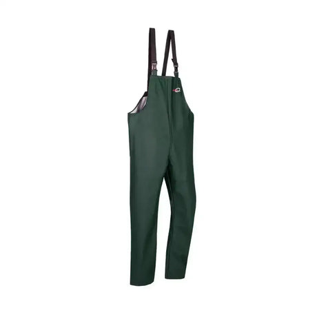 Flexothane bandung bib durable dark green fabric overalls with black straps and small logo in brace khaki green style