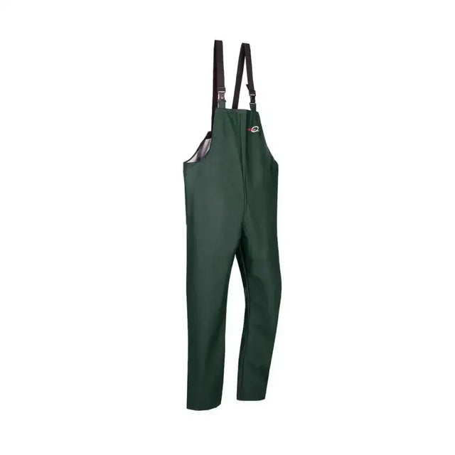 Flexothane bandung bib durable dark green fabric overalls with black straps and small logo in brace khaki green style