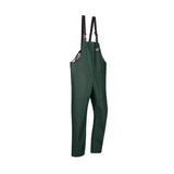 Dark green flexothane bandung bib overalls with black adjustable suspenders and elastic flexothane brace khaki green fabric