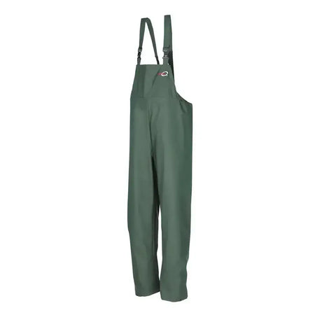 Dark green durable flexothane classic louisiana bib & brace overalls with adjustable straps and chest logo