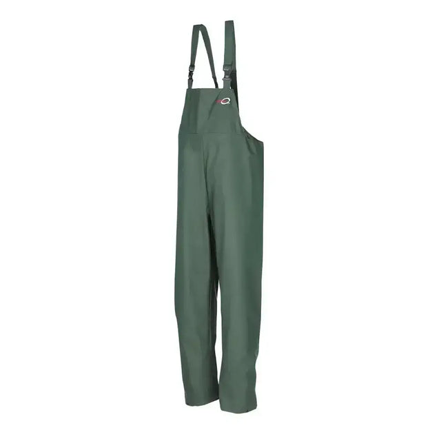 Dark green durable flexothane classic louisiana bib & brace overalls with adjustable straps and chest logo