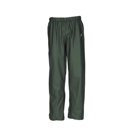 Dark green flexothane classic rotterdam trousers khaki with elastic waist and subtle brand logo on the thigh