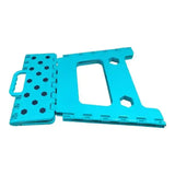 Foldable step stool in mint green made of lightweight plastic with handle and hexagonal cutouts for simple practicable use