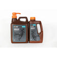 Two brown plastic bottles of foran airvent syrup natural cleaning soap with pump and screw cap for clear airways and daily vitamins