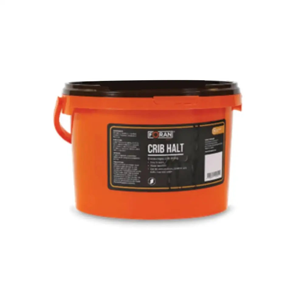 Bright orange plastic foran equine bucket with black lid for anti-cribbing gel to stop unwanted chewing