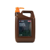 Brown plastic jug with orange pump labeled foran equine kentucky karron oil for horses karron oil ireland