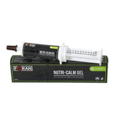 Foran equine nutri-calm gel syringe white and black with measurement markings for nervous horses concentrated performance