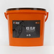 Bright orange foran ice clay 8 kg bucket with black lid and horse silhouette used for cooling leg and reduce swelling