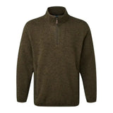 Olive green fort easton pullover with half-zip, textured knit, ribbed collar, and hardwearing knitted marl material