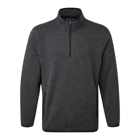 Dark gray heathered fort easton pullover with black zipper featuring hardwearing knitted marl and subtle texture