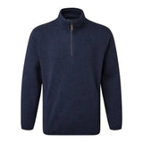 Navy blue fort easton pullover quarter-zip fleece with textured hardwearing knitted marl and brown zipper pull