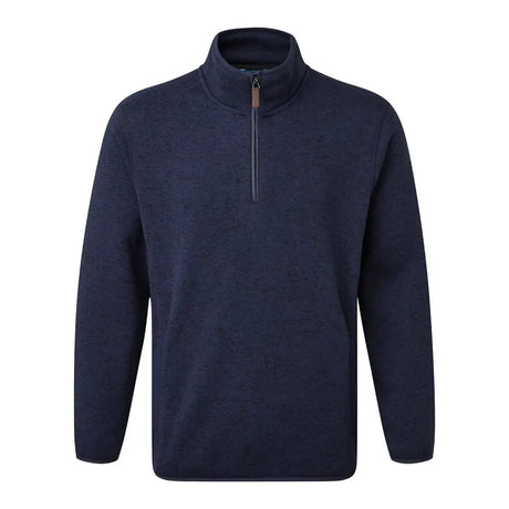 Navy blue fort easton pullover quarter-zip fleece with soft textured fabric and subtle ribbed collar hardwearing knitted marl