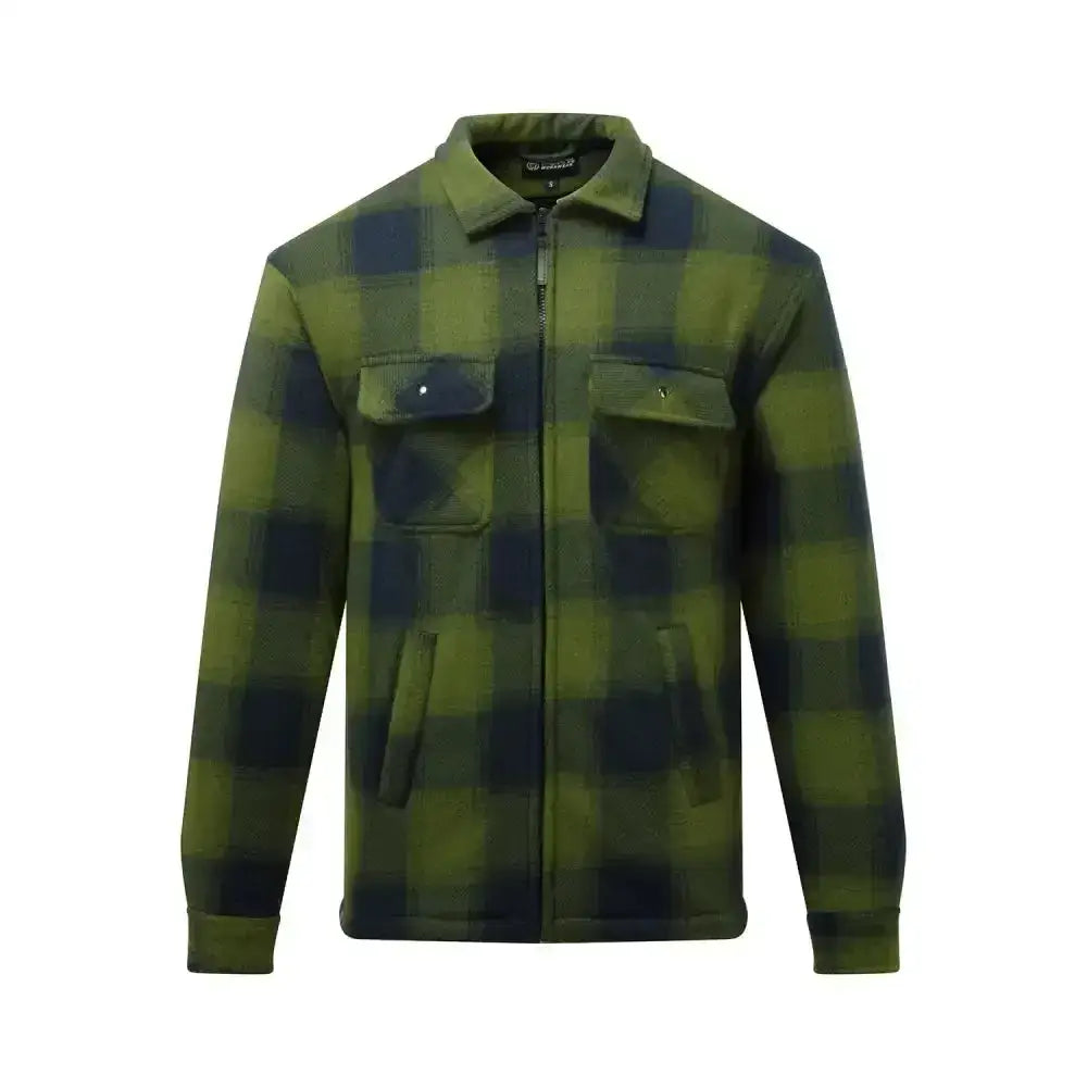 Olive and navy plaid fort portman shacket green with sherpa fleece lining and two front pockets for cozy wear