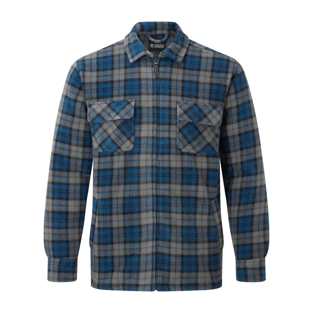 Blue and gray plaid fort portman shacket navy with zipper front chest pockets sherpa fleece lining for cozy wear