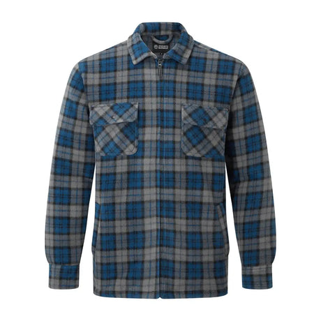 Blue and gray plaid fort portman shacket navy with zipper front chest pockets sherpa fleece lining for cozy wear